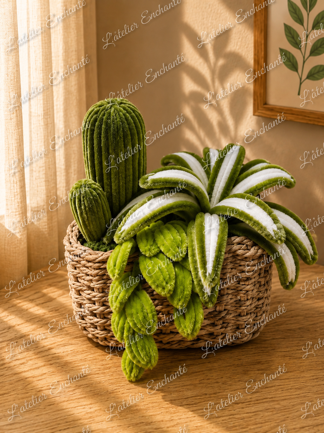 Composition plantes vertes pot gris