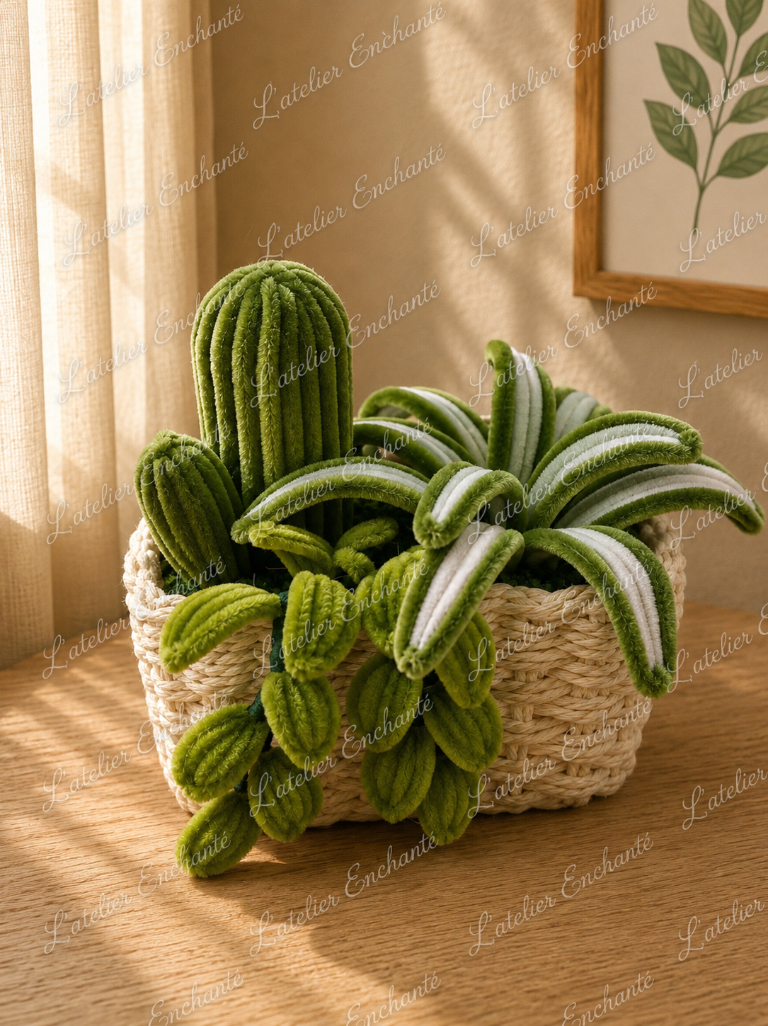 Composition plantes vertes pot beige