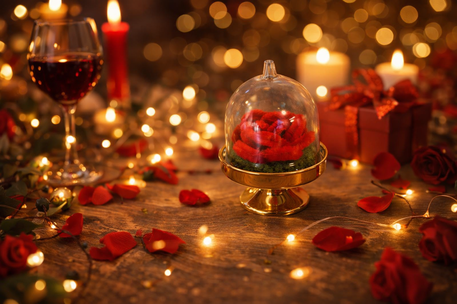 Mini rose éternelle sous cloche