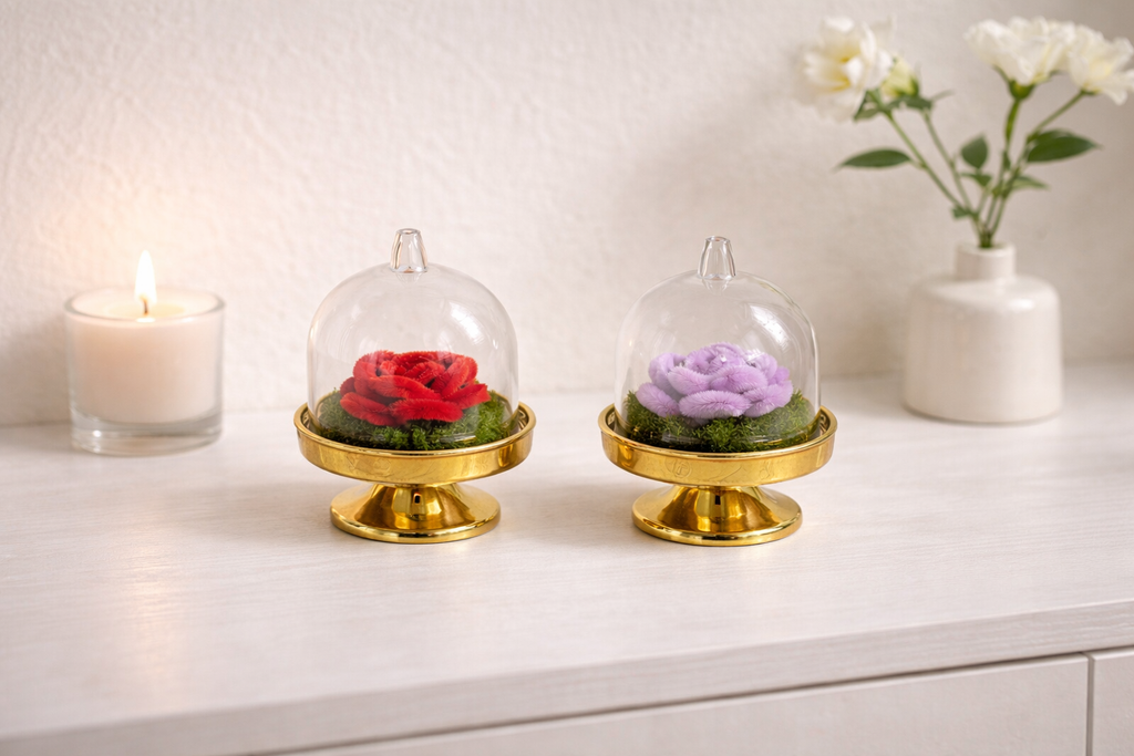 Mini rose éternelle sous cloche