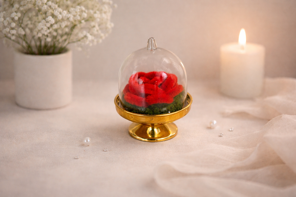 Mini rose éternelle sous cloche