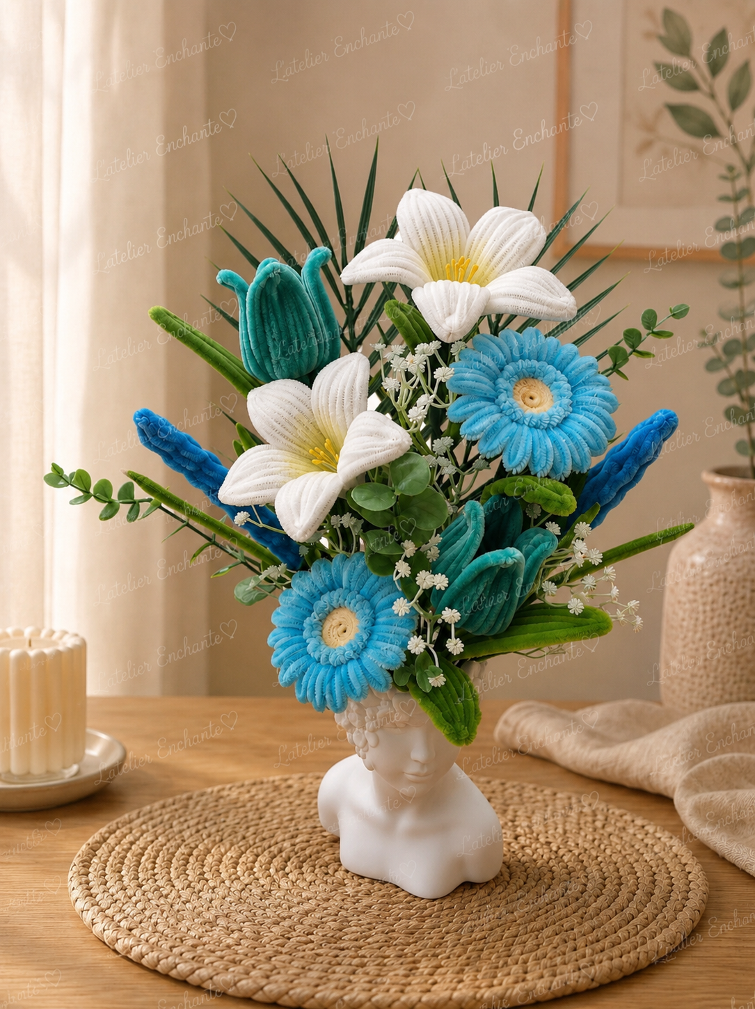 Buste fleuri bleu