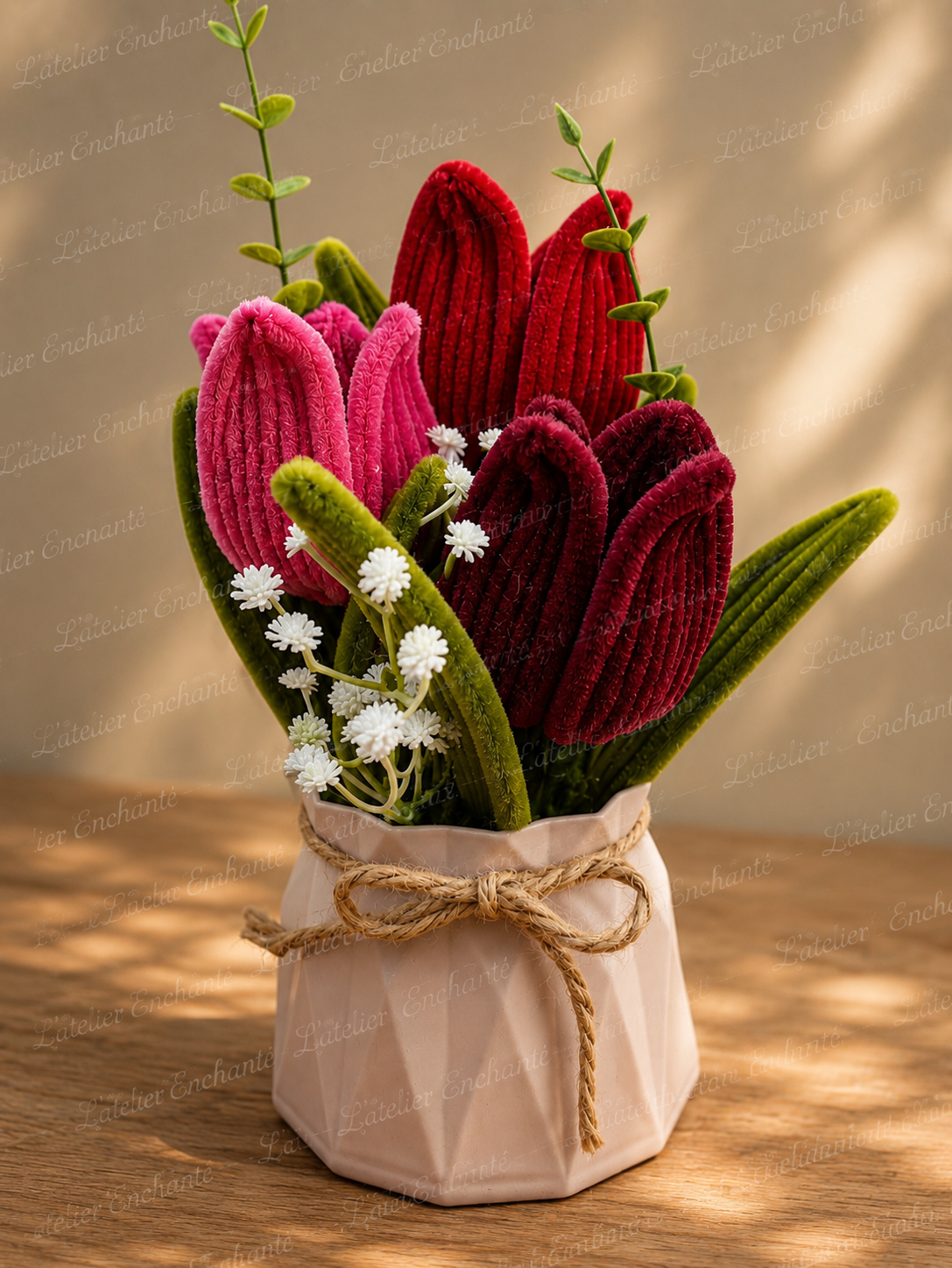 Composition tulipes bordeaux 🌷