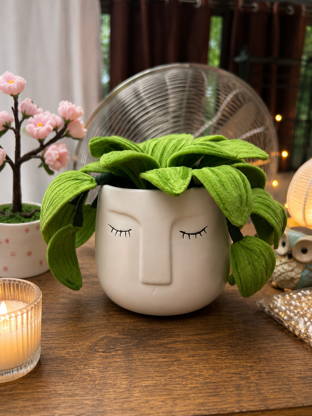 Pot tête plante verte