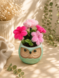 Mini hibou vert et rose