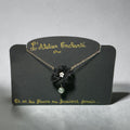 Collier noir 1 fleur chaîne or