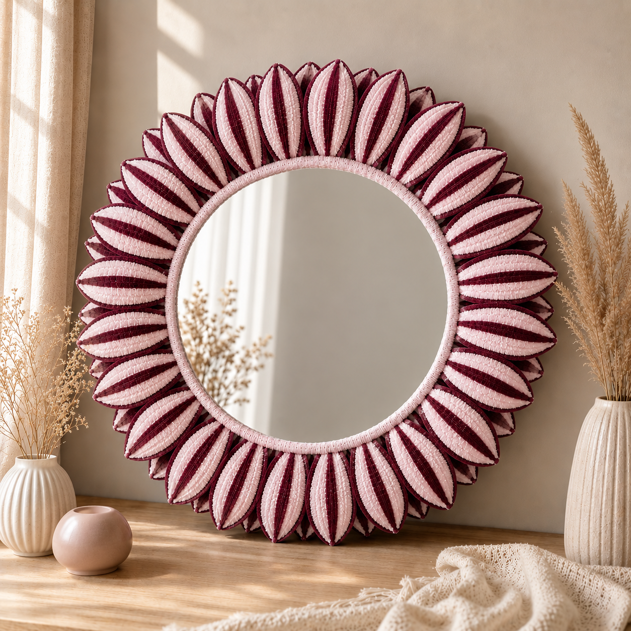 Miroir XXL Lie de vin et Rose pastel ✨